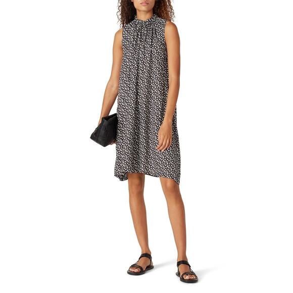Officine Generale Dresses & Skirts - Officine Generale Louison Black Floral Print Silk Sleeveless Shift Dress Size L